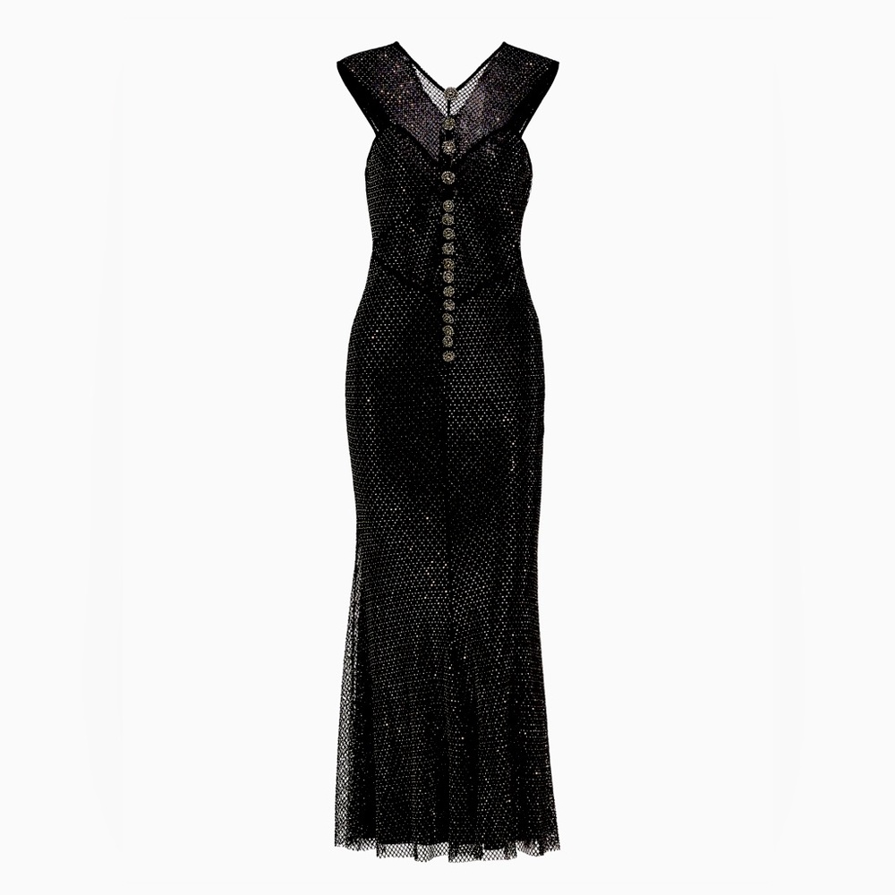 Self-portrait black Rhinestone midi dress